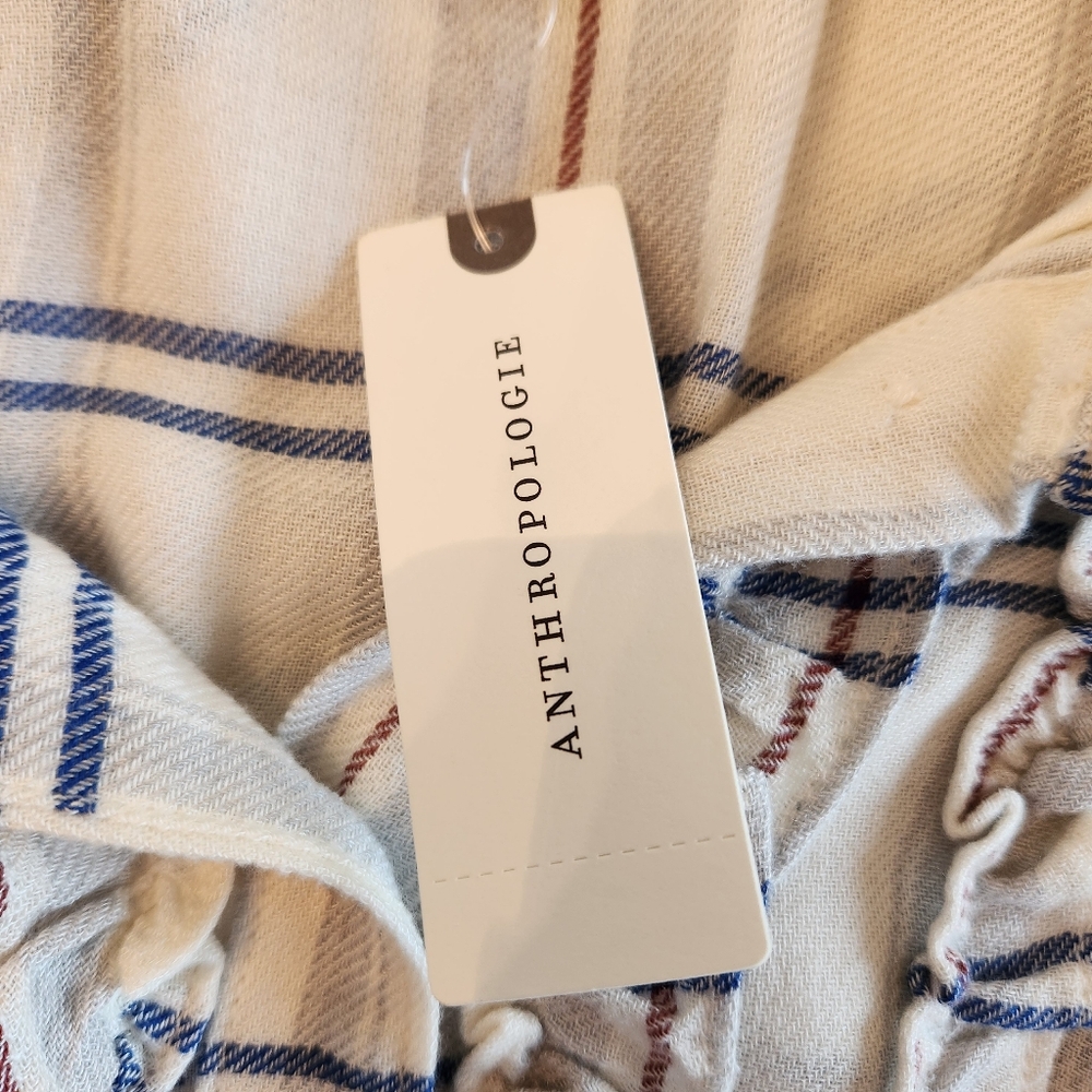 NEW Pilcro Plaid Tuxedo Ruffle Wool Blend Flannel Shirt Size Large - Picture 8 of 10